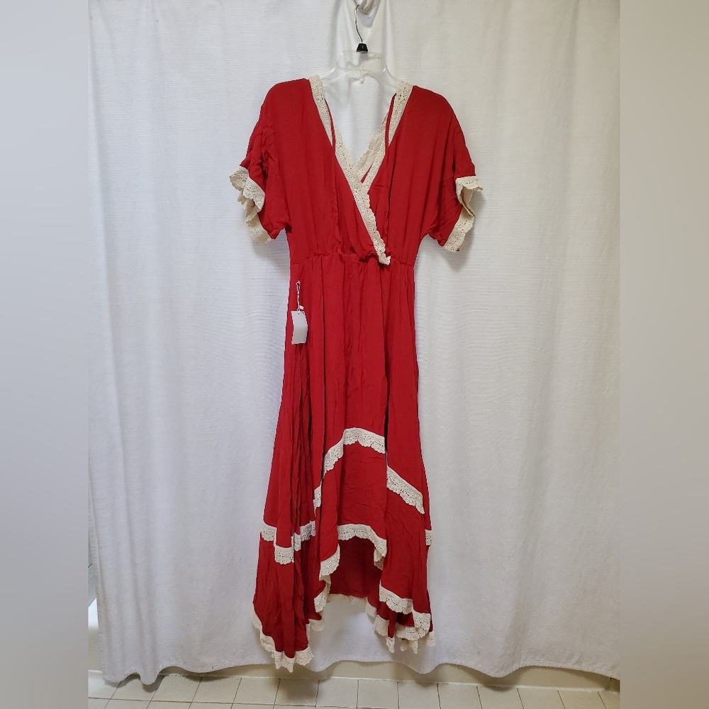 Red Lace Maxi Dress Mori Western